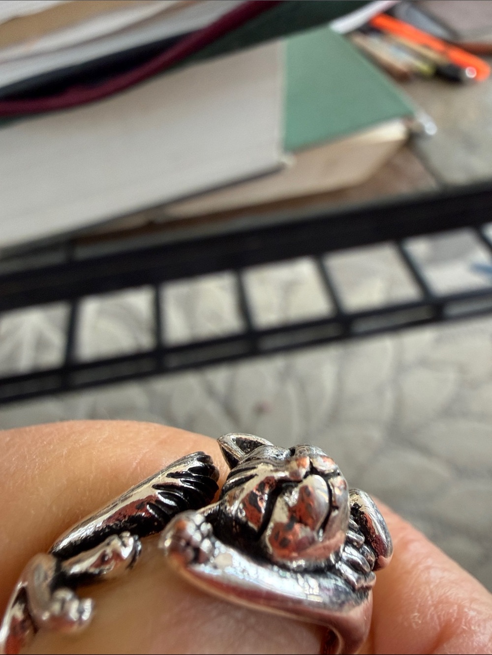 Sterling Silver Cat Ring Lovers 925
